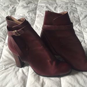 Burgundy leather boots